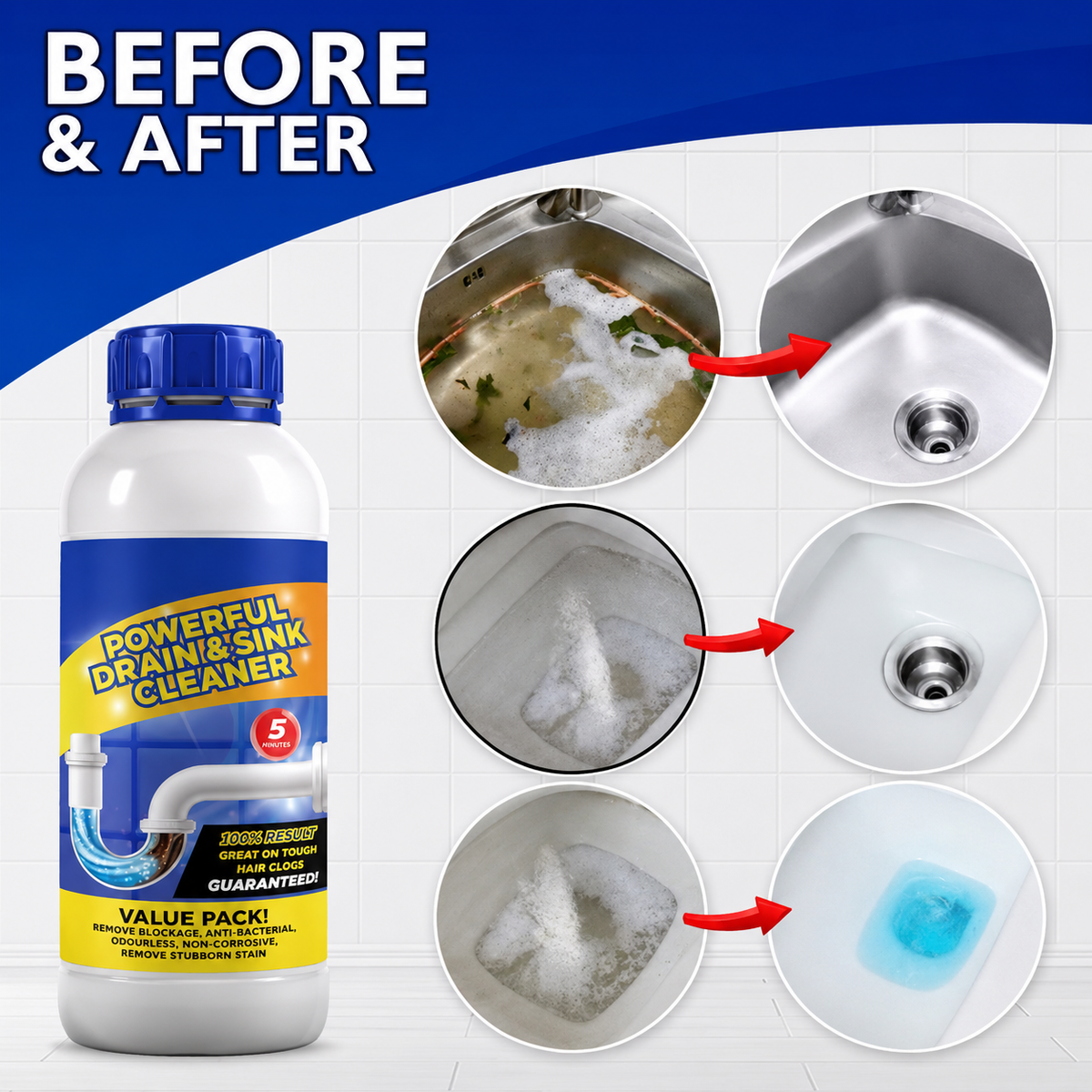 Sanitizo Drain Clog Remover Sink Pipe Cleaner 100gm Each (Pack Of 4) (PL)